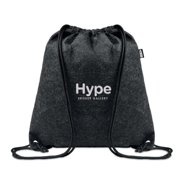Rpet felt drawstring bag black gift suppliers A sleek black drawstring bag made from eco friendly rpet felt perfect for everyday use
