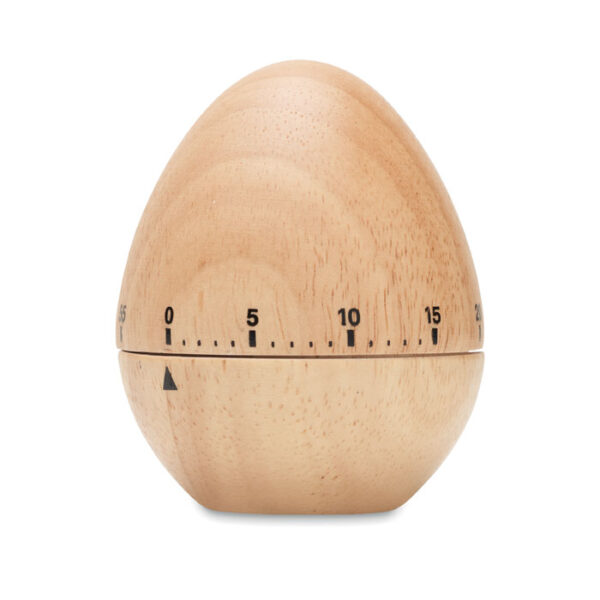 A pine wood egg timer that helps you cook eggs to perfection