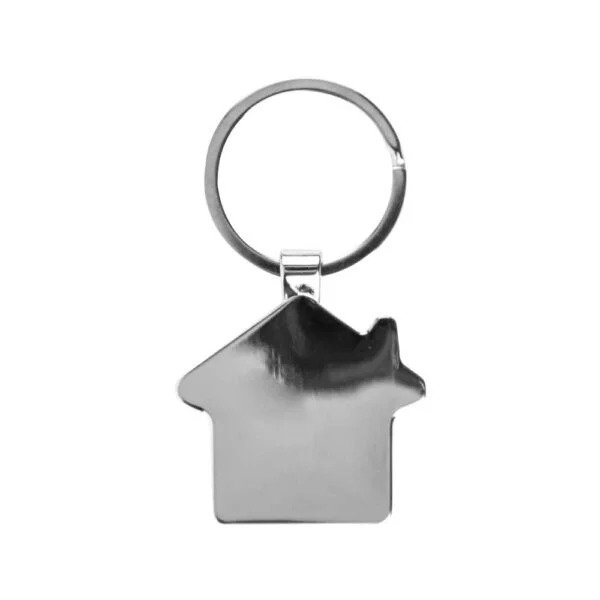 Bamboo and metal keychain house shaped gift suppliers House shaped keychain in bamboo and metal