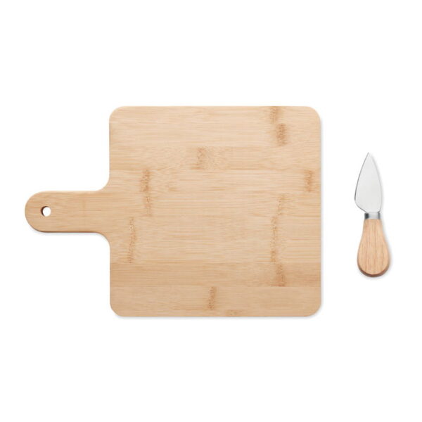 Bamboo cheese board set with knives for a stylish serving experience