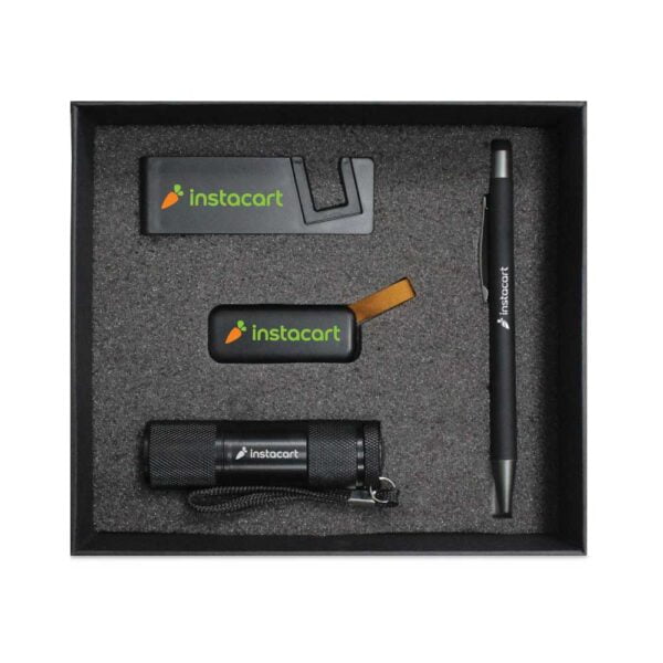 Sleek black mobile holder metal pen with stylus and slide usb flash drive for efficient branding