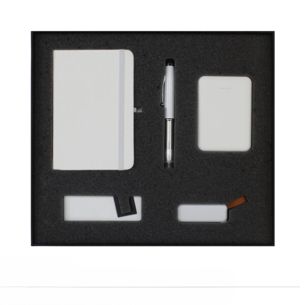 Branded notebook led pen power bank phone stand and usb drive